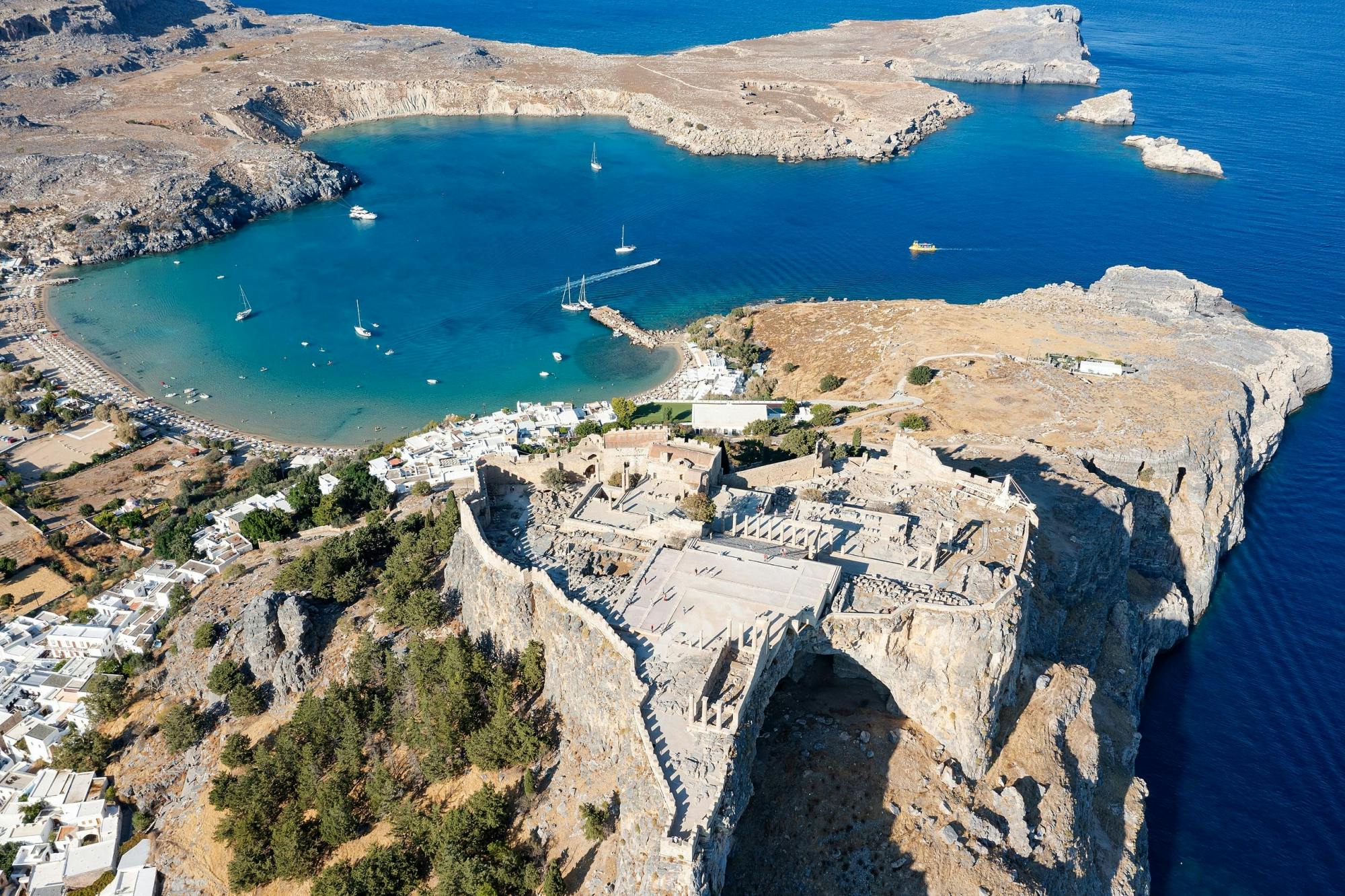 Boat Trip to Lindos with Swim Stops from Kolymbia Port