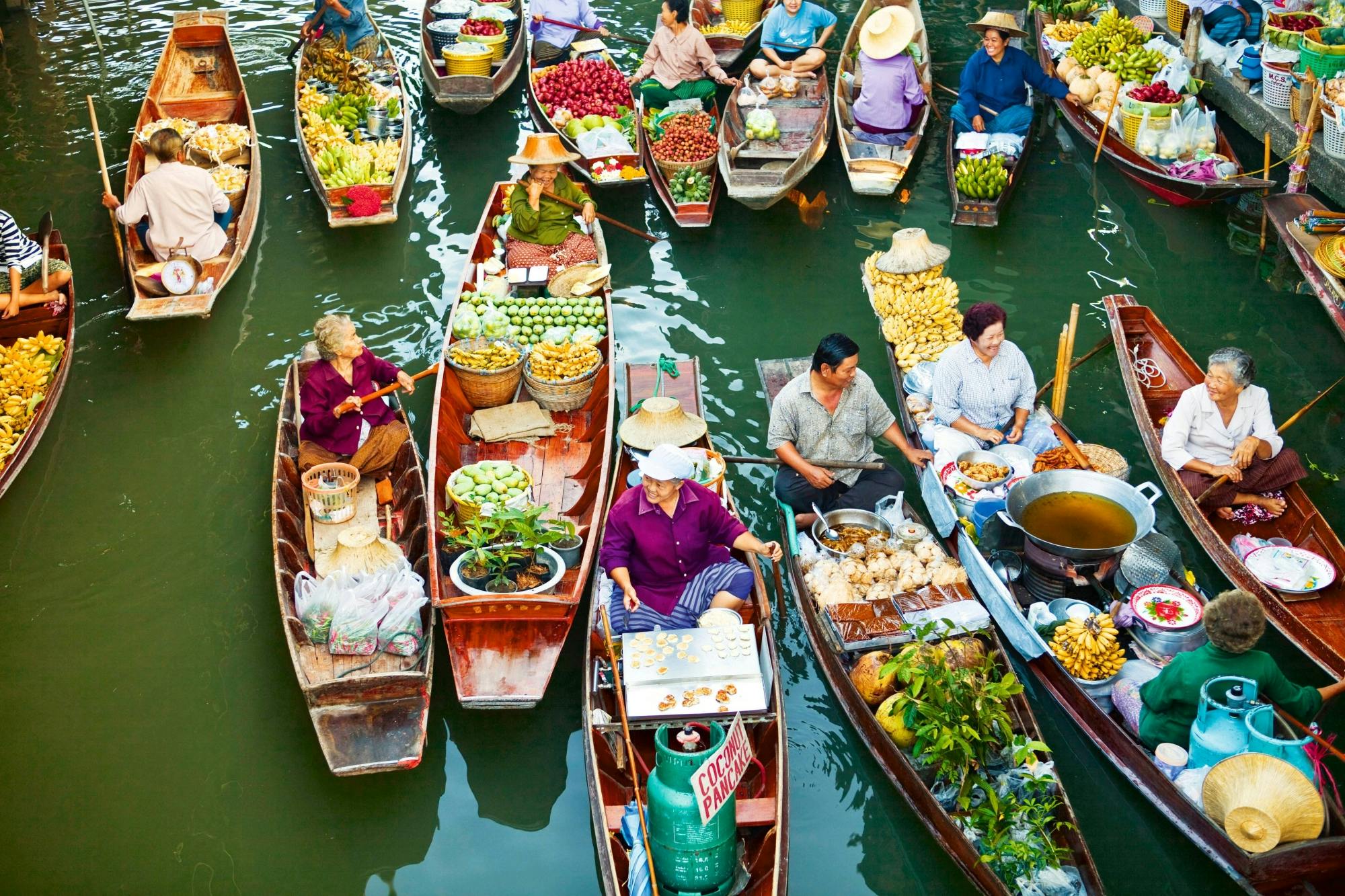 Flytande marknaden Amphawa och Maeklong Railway Markets