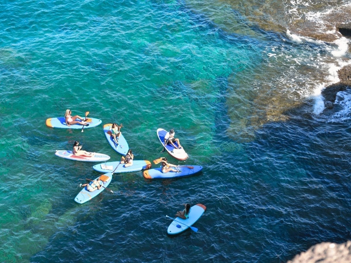 Stand-up paddle-boarding tour around Caleta’s beaches, in Tenerife