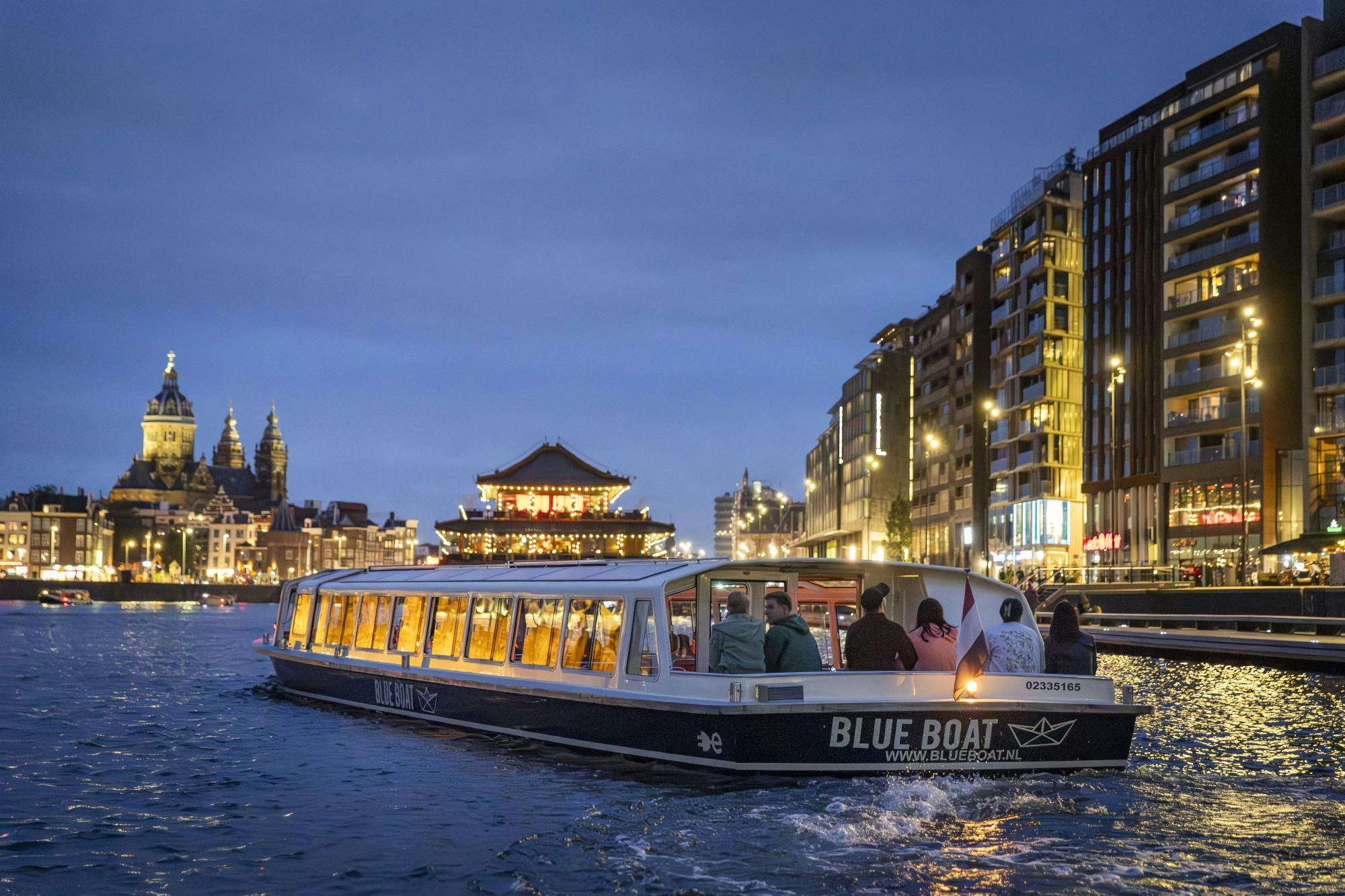 Crucero nocturno de 1 h 30 min por los canales de Ámsterdam