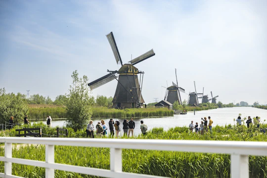Entrance with audio guide to the Windmills of Kinderdijk