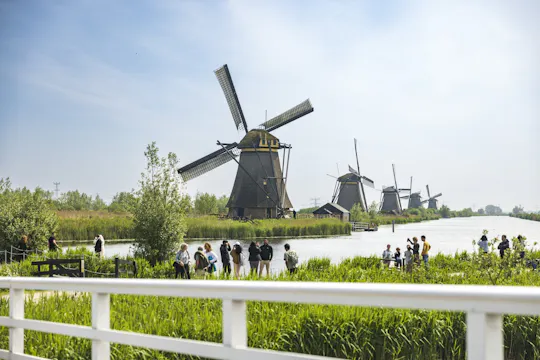 Entrance with audio guide to the Windmills of Kinderdijk