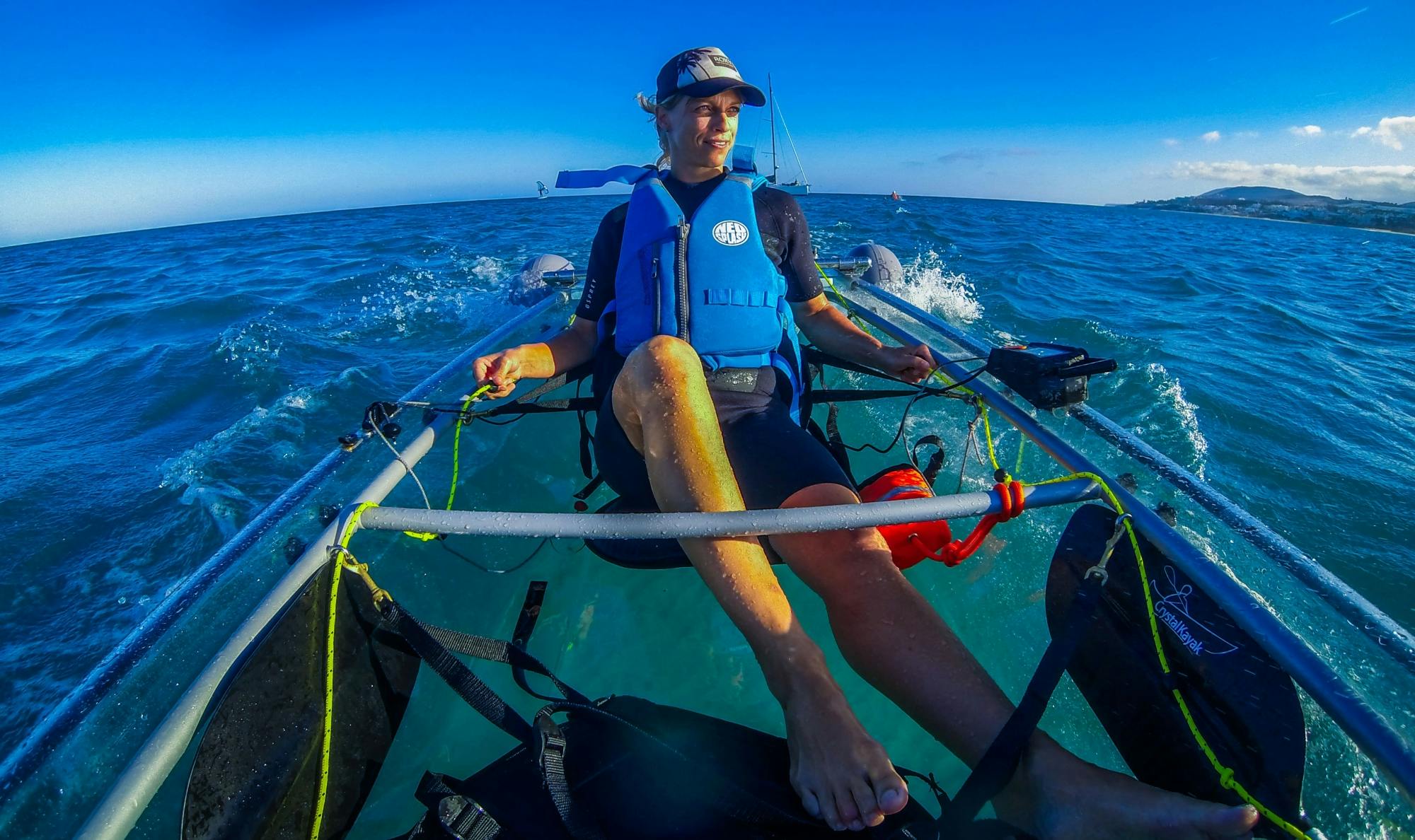 Transparante e-kayak tour met gids bij Fuerteventura