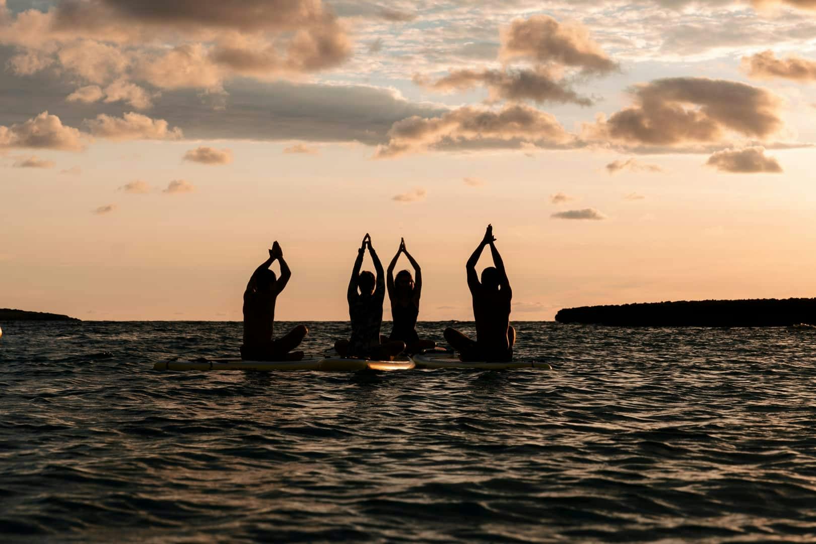 Stand-up paddleboard yoga off the east coast of Majorca