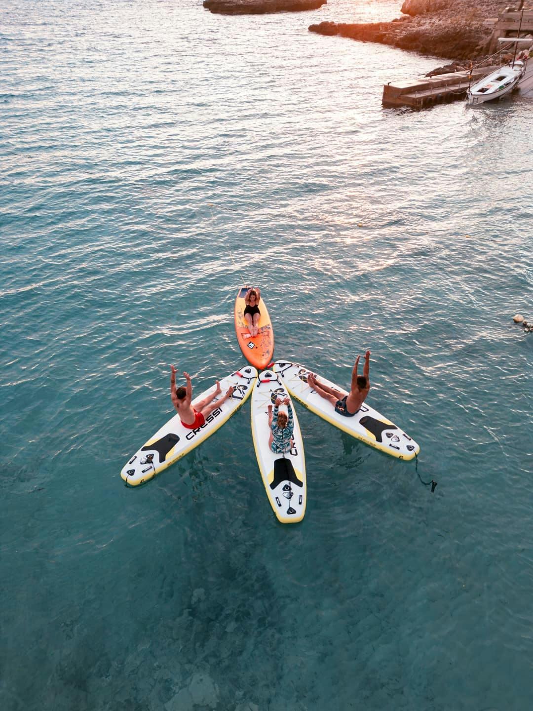 Stand-up paddleboard yoga off the east coast of Majorca