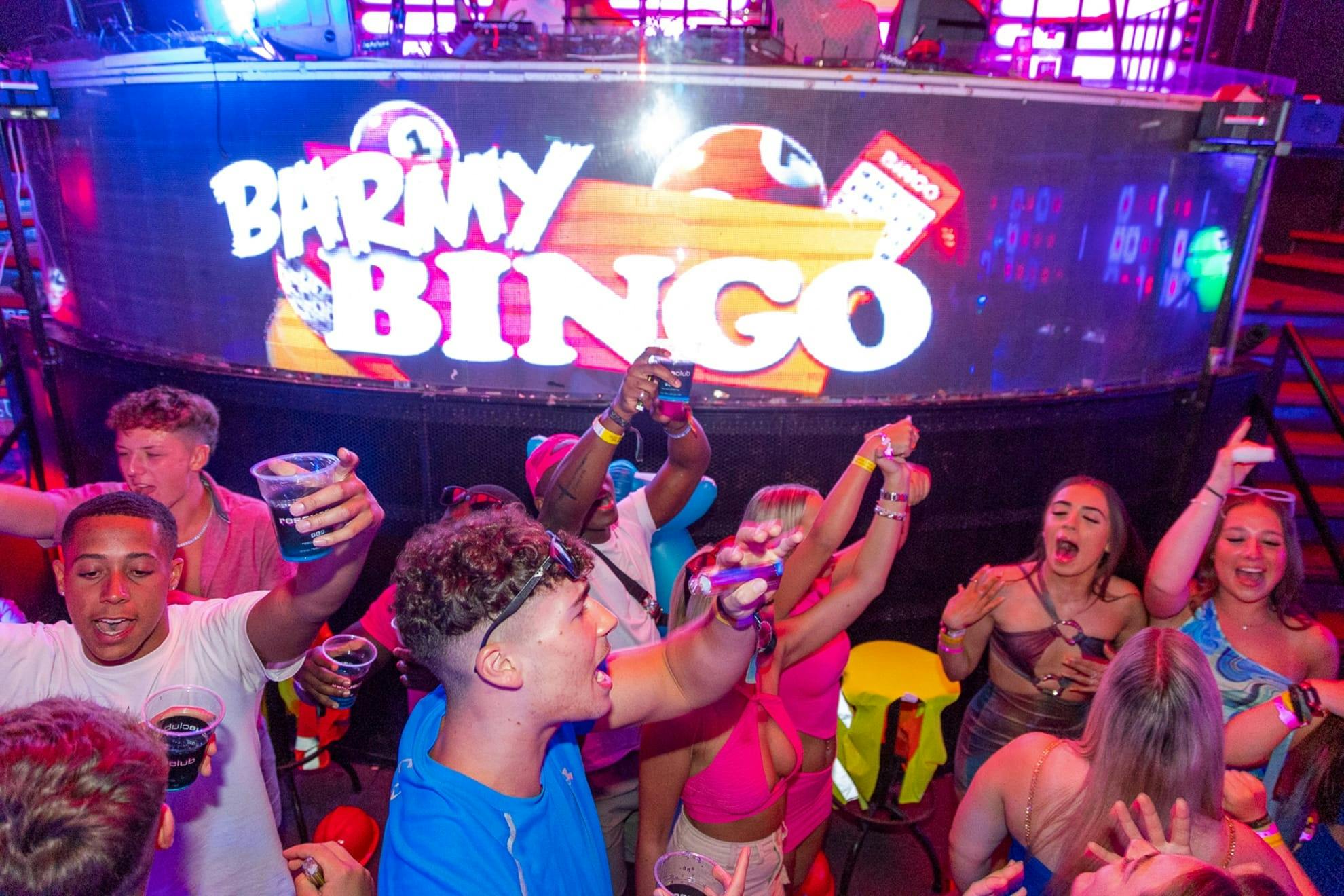 Scène Barmy Bingo au Crystal Beach Club en Crète