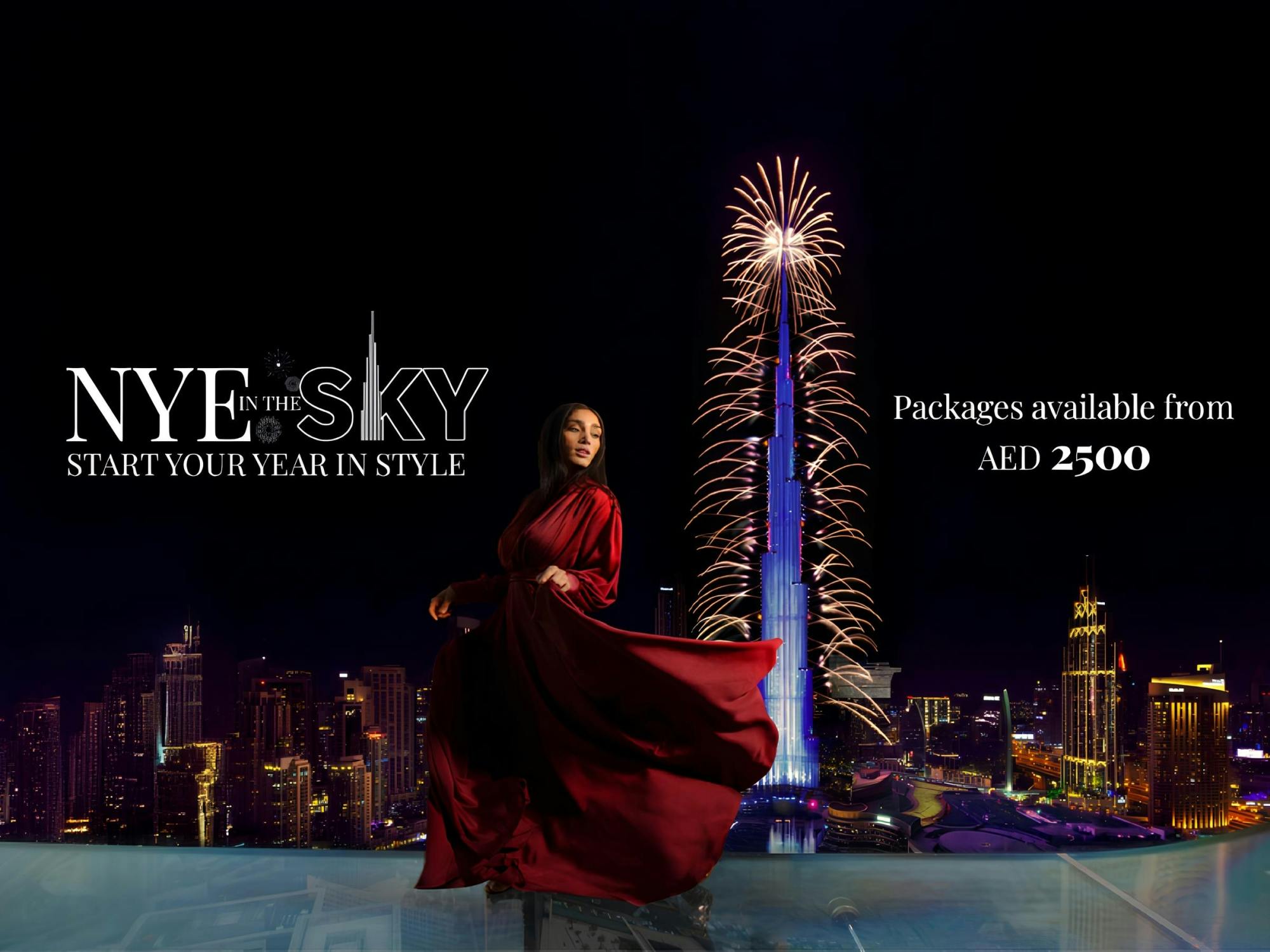 Feierliches Burj Khalifa-Feuerwerk und Silvesterdinner im Sky Views