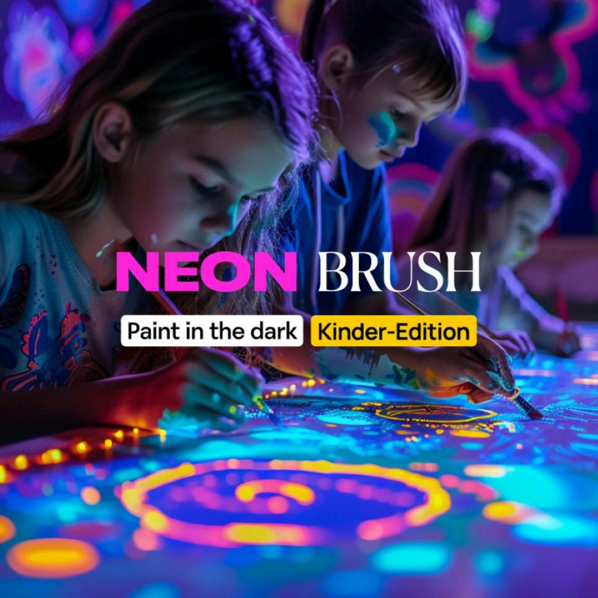 Curso de pintura em neon para famílias com crianças da Neon Brush em Hamburgo