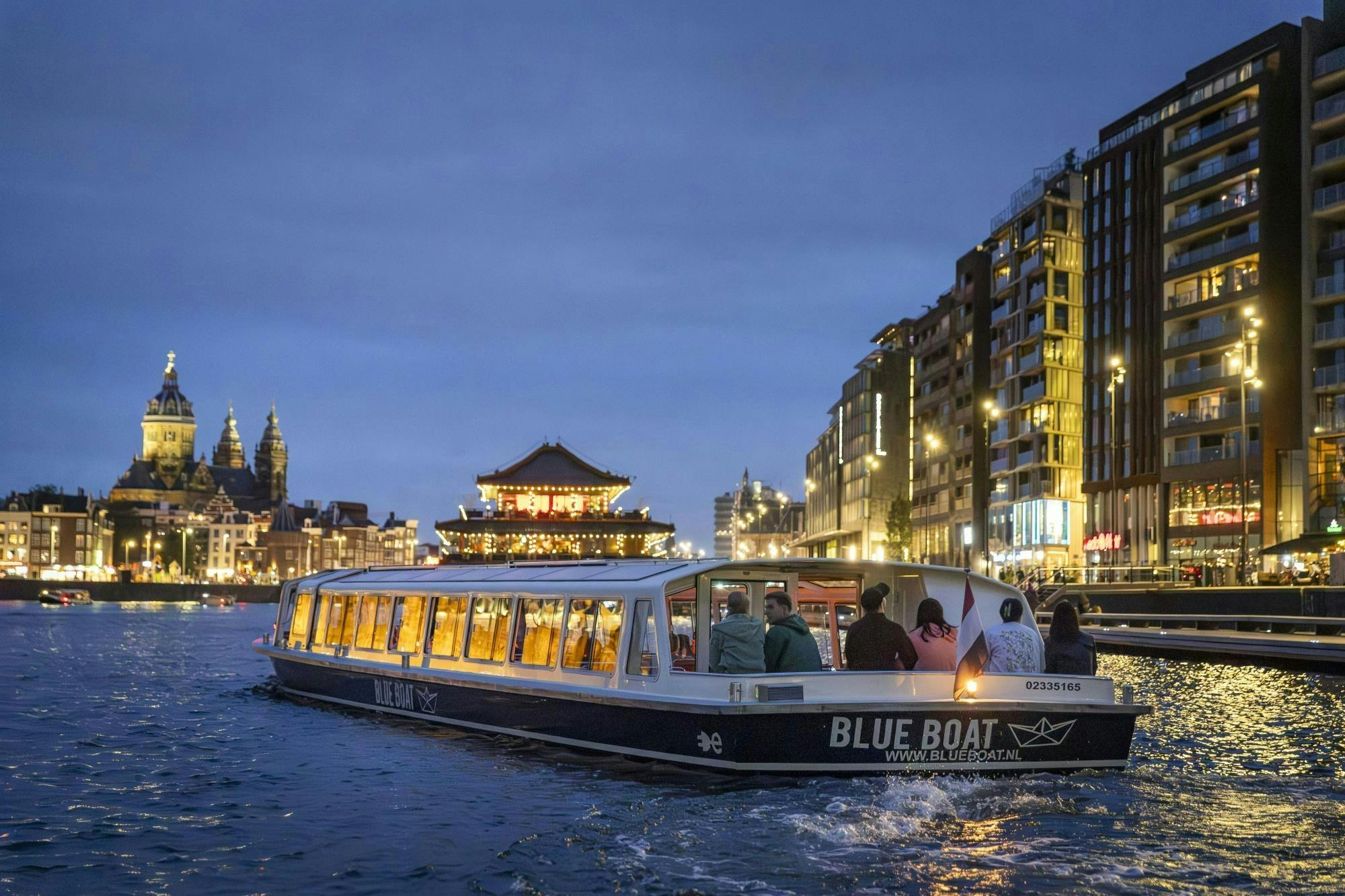 Crucero nocturno de 1 h 30 min por los canales de Ámsterdam