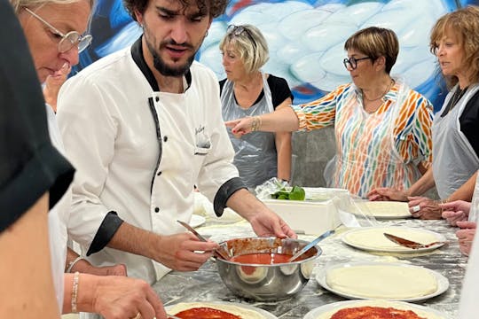 Naples pizza making lesson in traditional restaurant