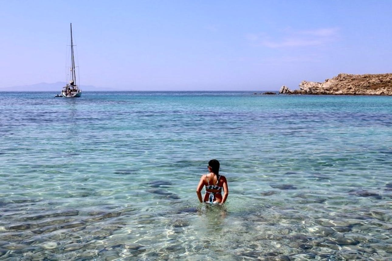 Wycieczka all-inclusive na południowe plaże Mykonos i wysepkę Rhenia