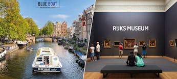 Cruzeiro pelos canais de Amsterdã e entrada para o Rijksmuseum