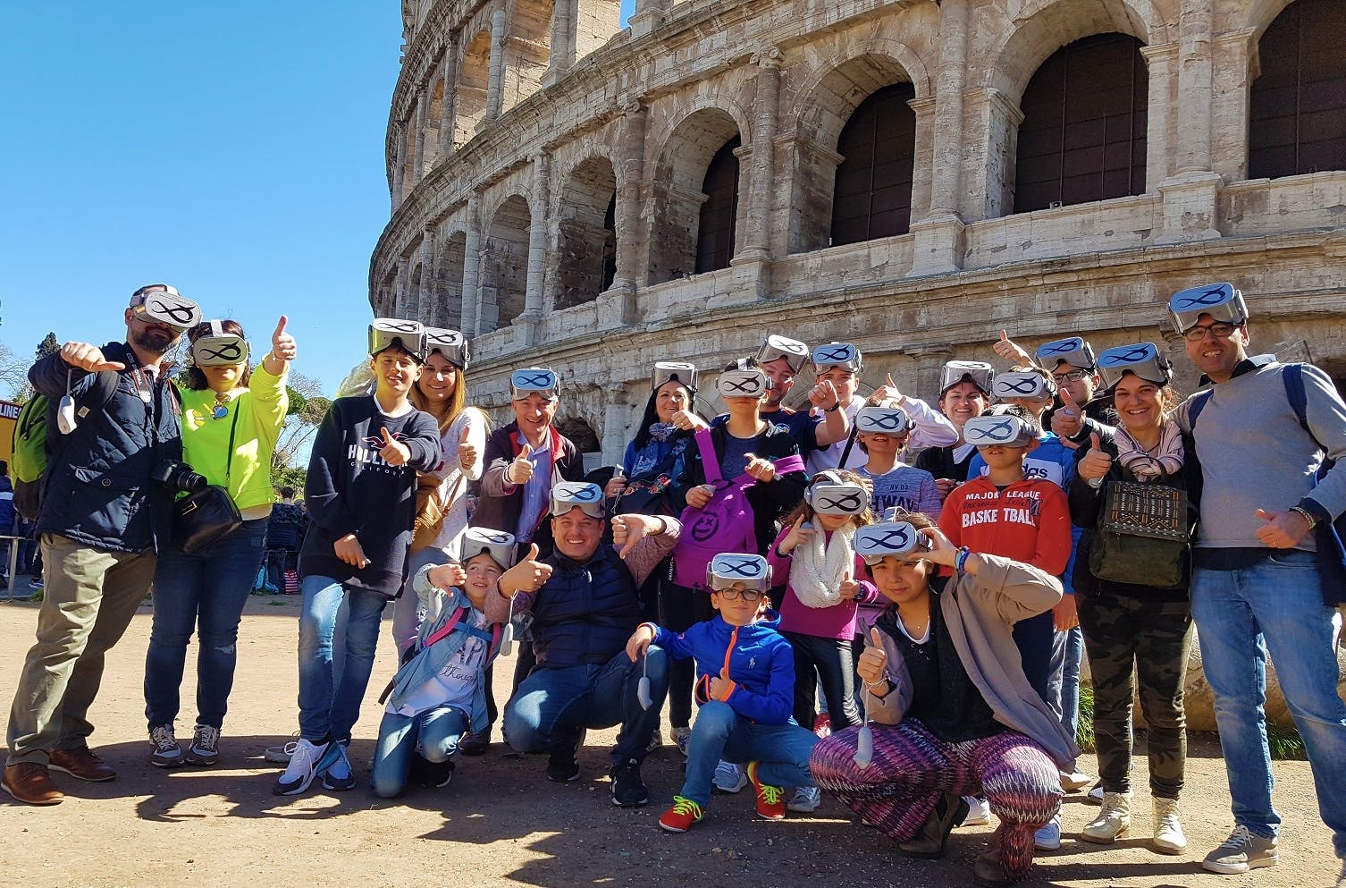 Outside Colosseum virtual reality experience with audio guide