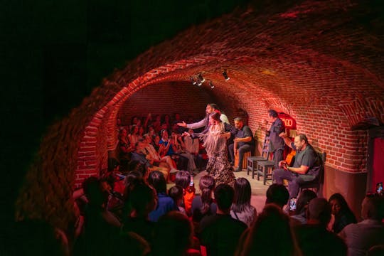 Traditional flamenco show in a brick cave in Madrid