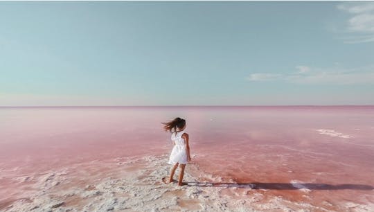 Pink lake and Tabarca Island from Alicante