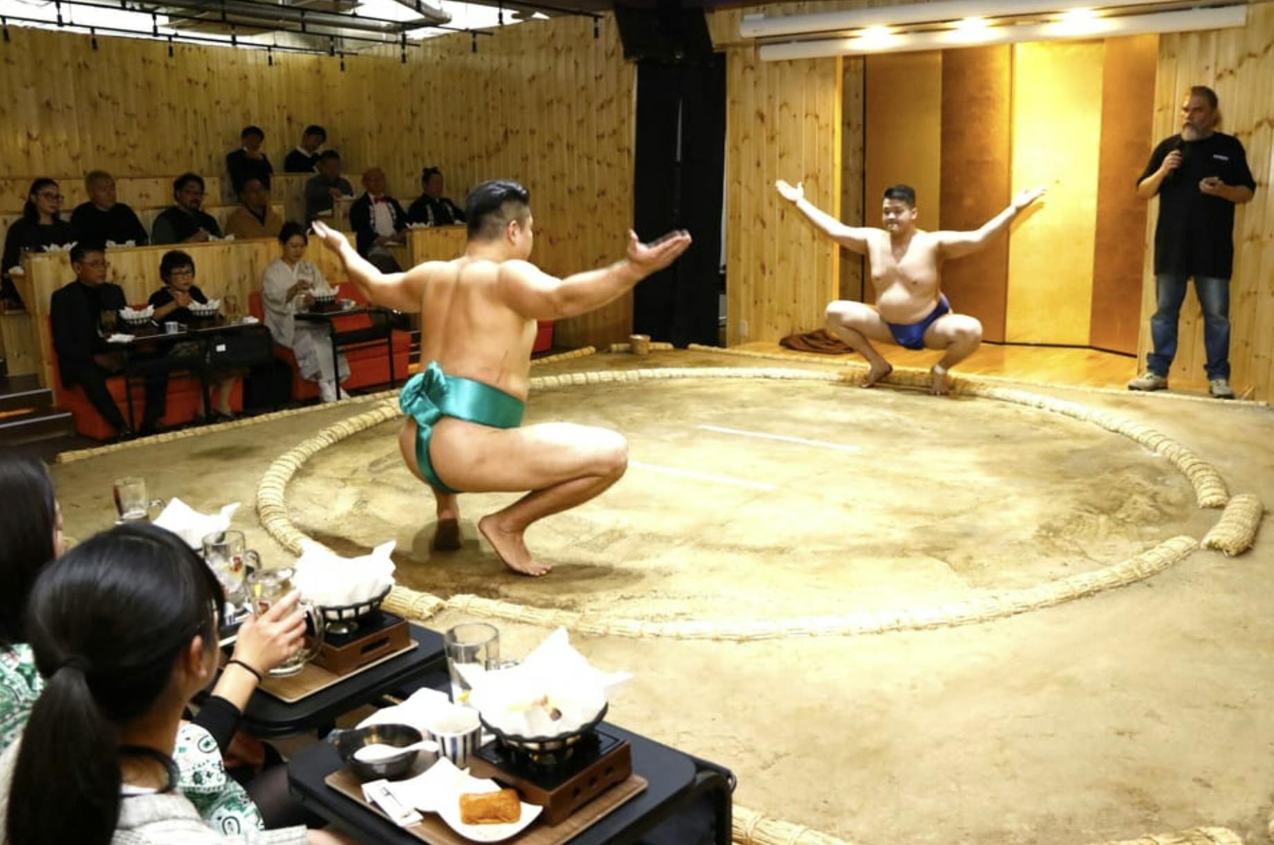 Sumo show experience with chicken hot pot and souvenirs in Tokyo