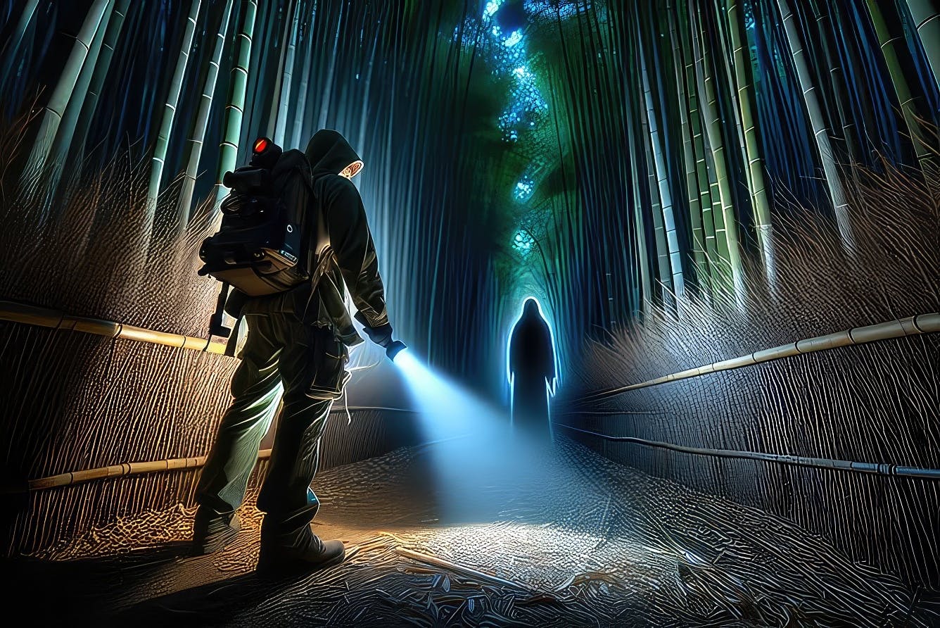 Ghost hunting in the bamboo forest Arashiyama at night