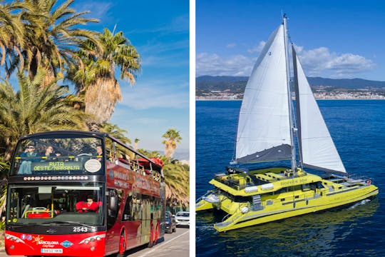 Tour in autobus hop-on hop-off di Barcellona con crociera in catamarano