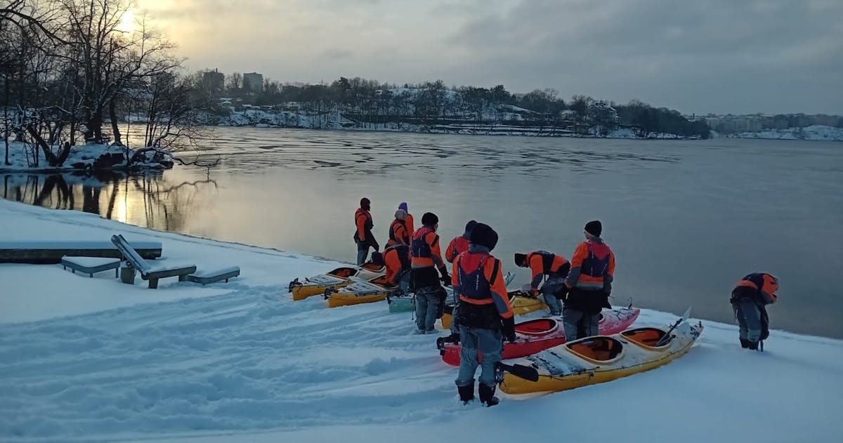 Winterkajaktocht door Stockholm
