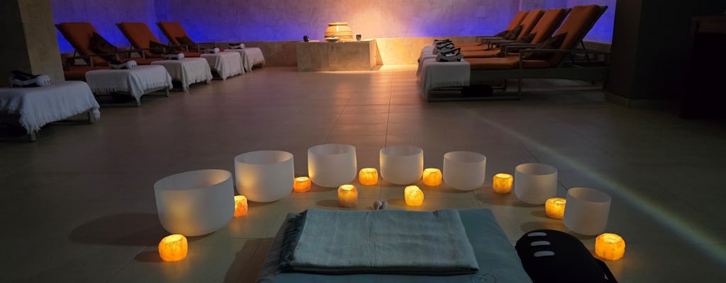 Wellness, relaxation and mindfulness experience with singing bowls