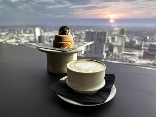 Pastries, hot drink and view at Celest Bar in Rotterdam