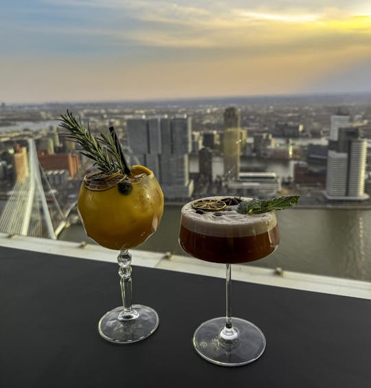 Cocktail and view at Celest Bar in Rotterdam