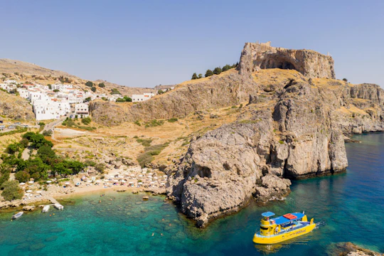 Boat ride on Hippo Submarine in Lindos and swim at Navarone Bay