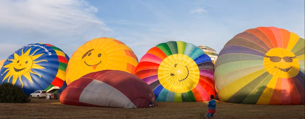 Hot air balloon flight at sunrise in Mallorca