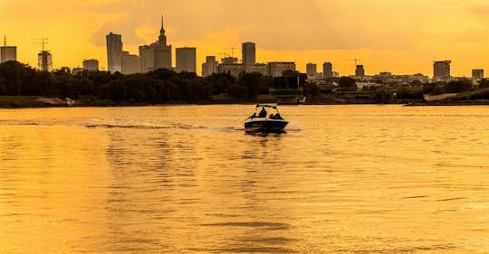 Sunset motorboat private cruise on the Vistula River with prosecco