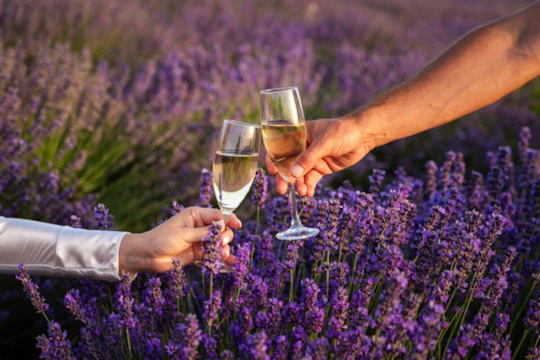 Lavender field self-guided tour with bottle of Champagne