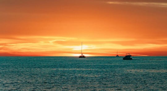 Private sailing catamaran cruise with meal in Santorini