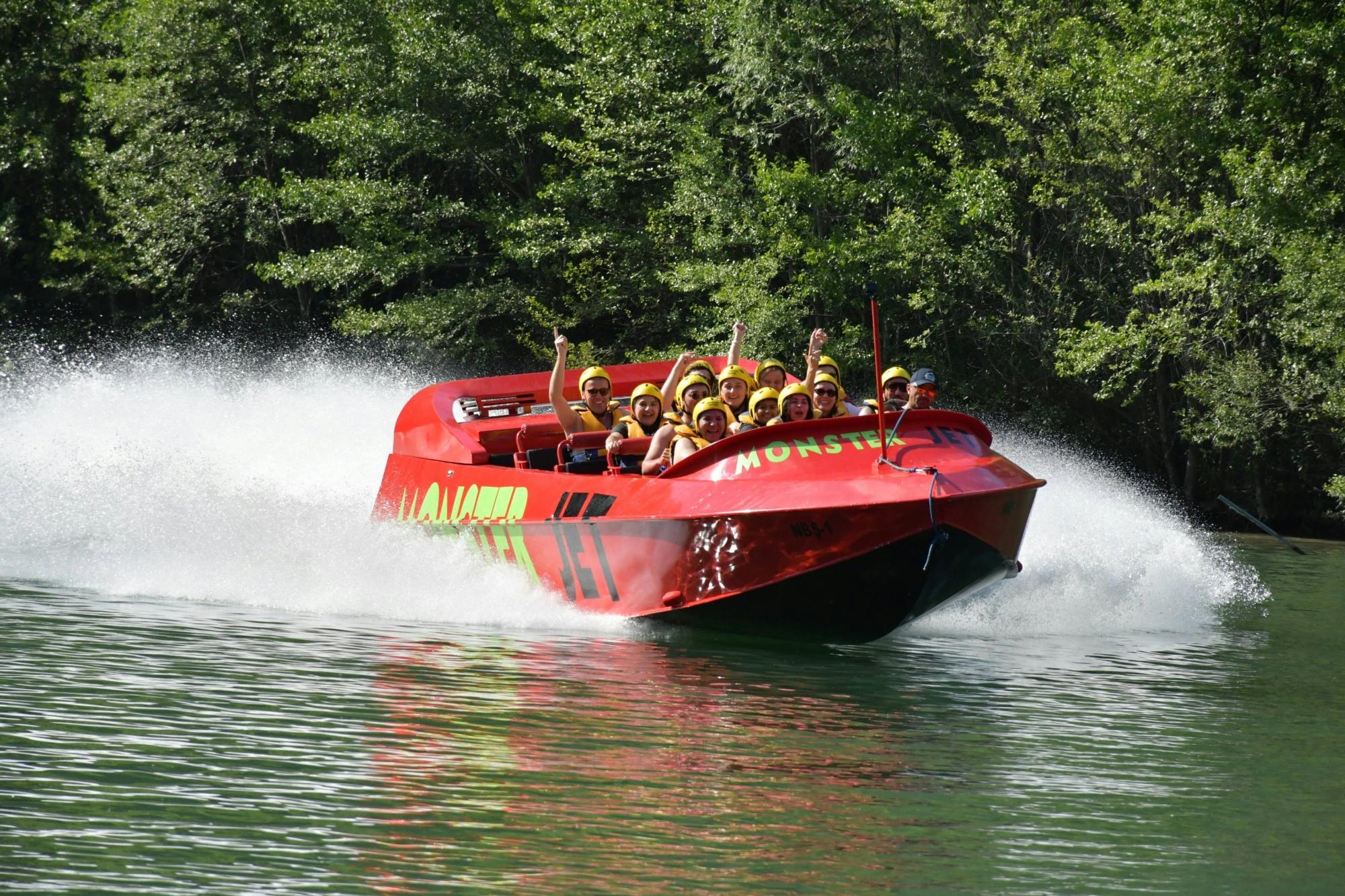 Monster buggy, jet boat and zipline experience with boat cruise and lunch