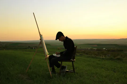 Pintura de una puesta de sol entre los viñedos de Mazara del Vallo