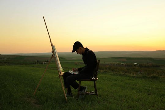 Sunset painting among the vineyards of Mazara del Vallo