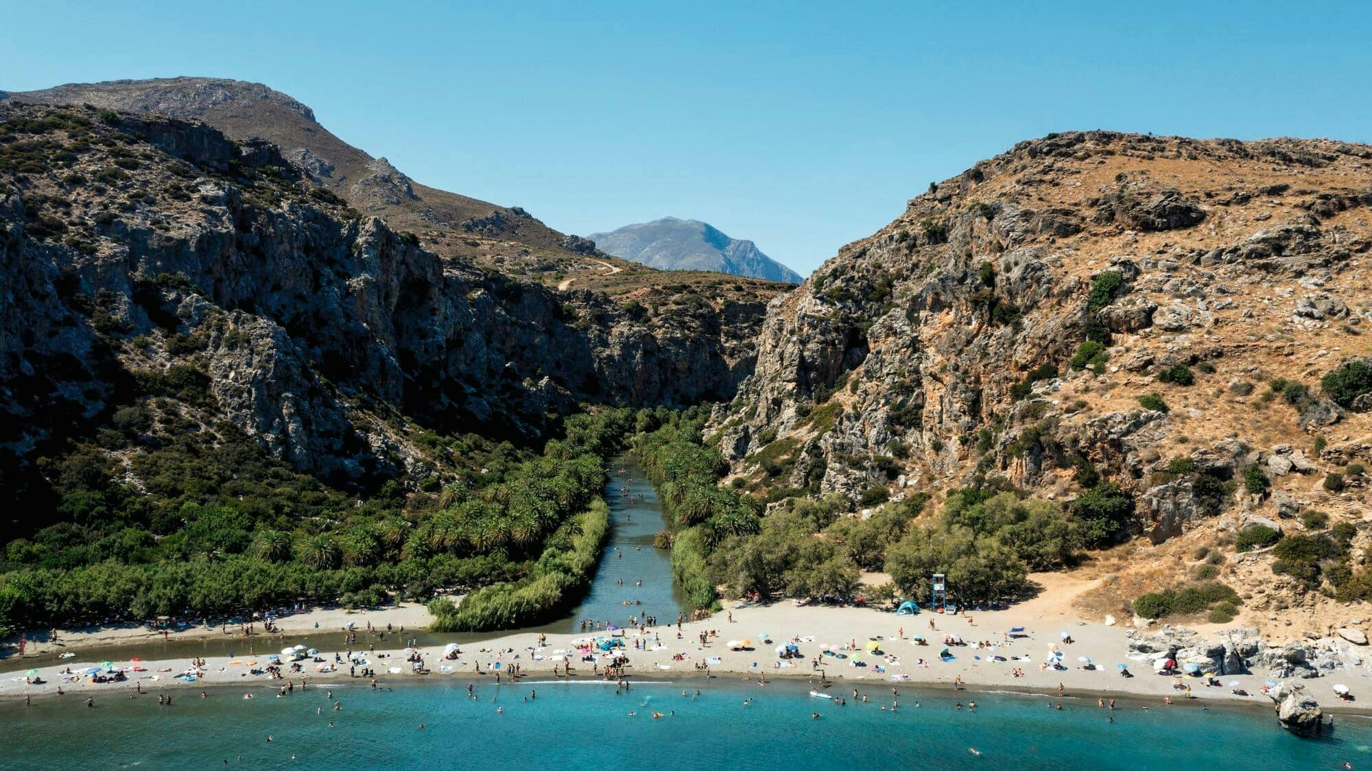 Guided tour to Preveli Palm Beach by boat with taverna lunch