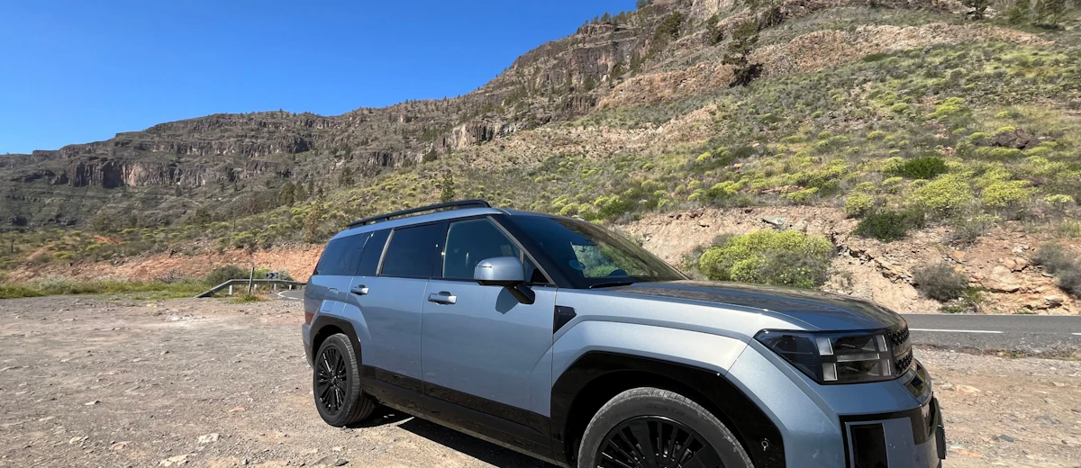 4x4 vehicle on a scenic mountain road in Gran Canaria