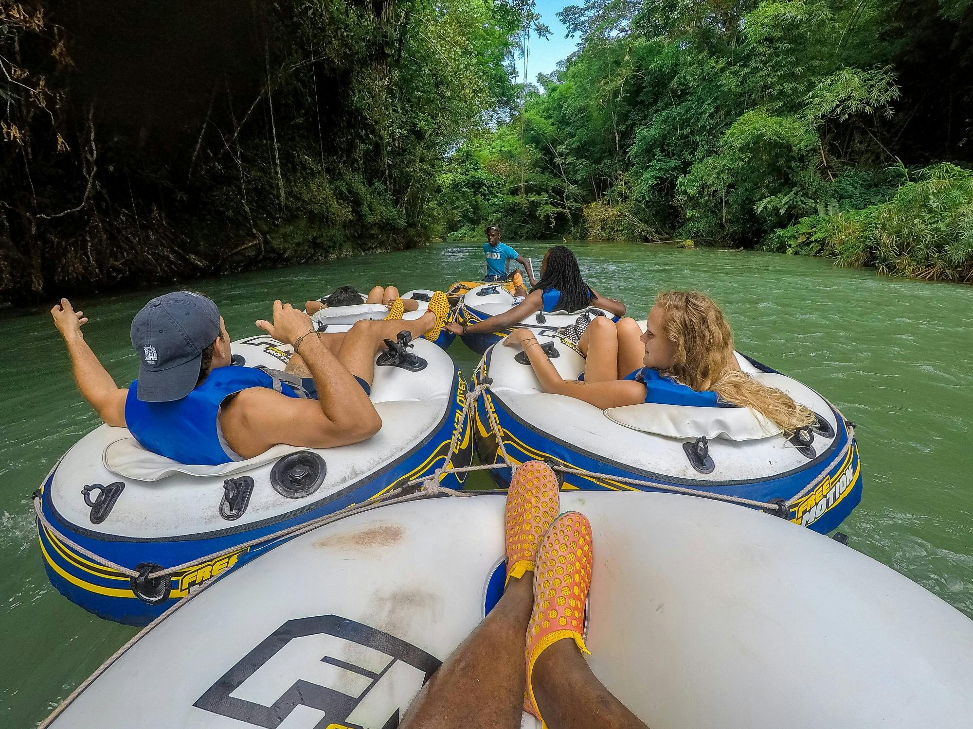 Bamboo rafting or river tubing at Chukka Village in Jamaica