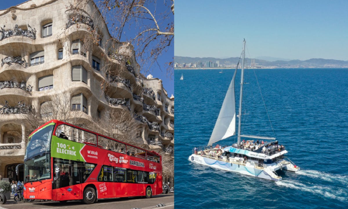 Barcelona hop-on hop-off bus tour met catamaran cruise