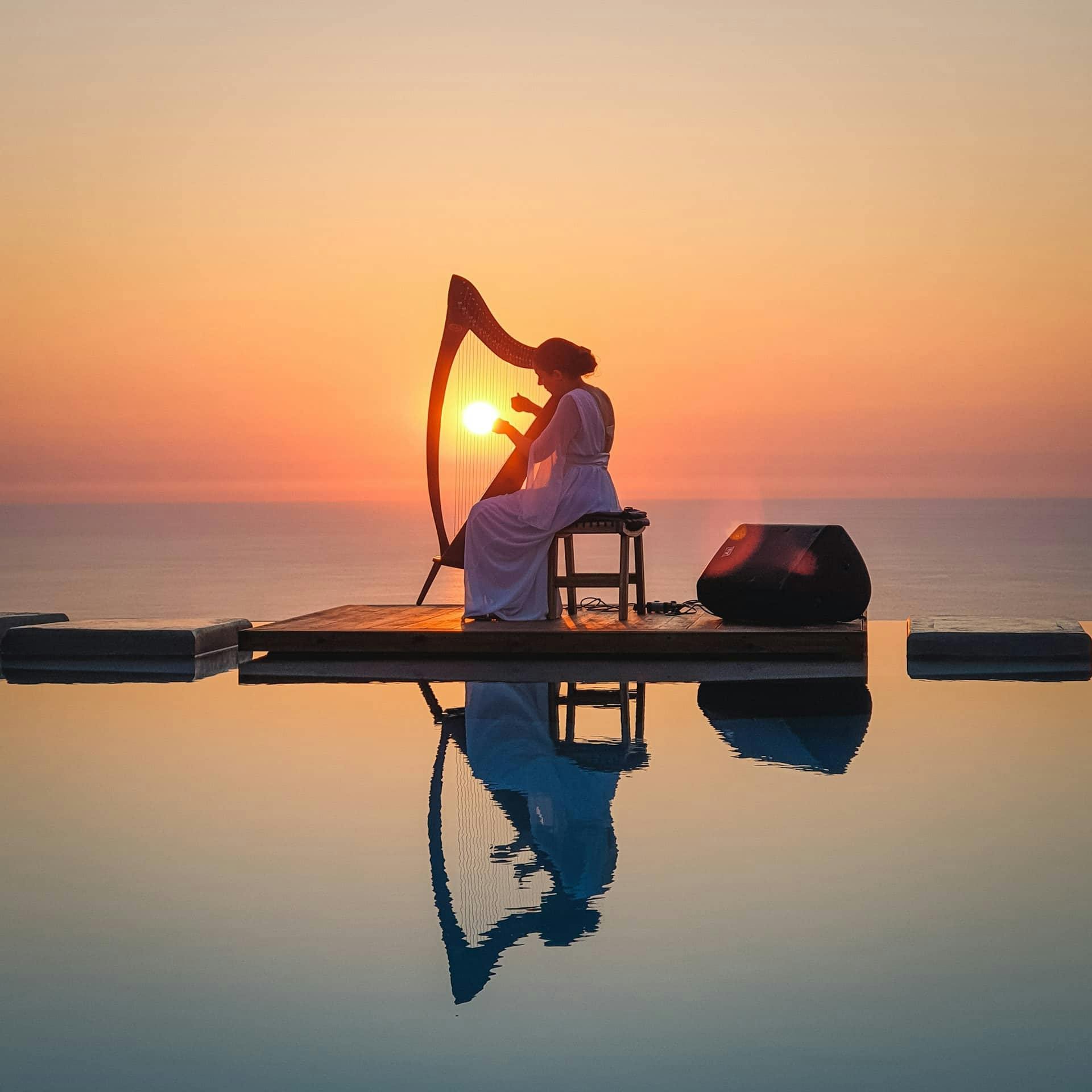 Sunset evening at Amente restaurant and bar with transfers