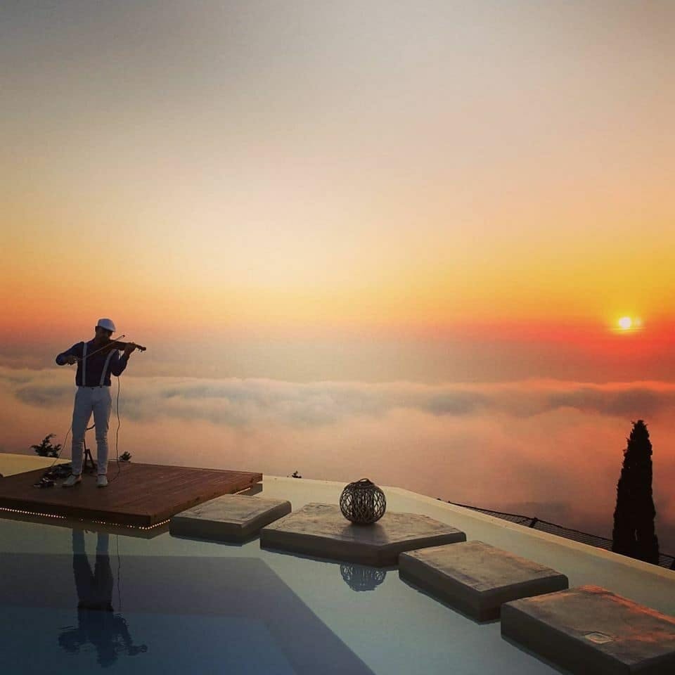 Sunset evening at Amente restaurant and bar with transfers