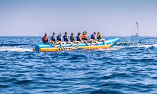 Inflatable banana boat ride in St. George's Bay