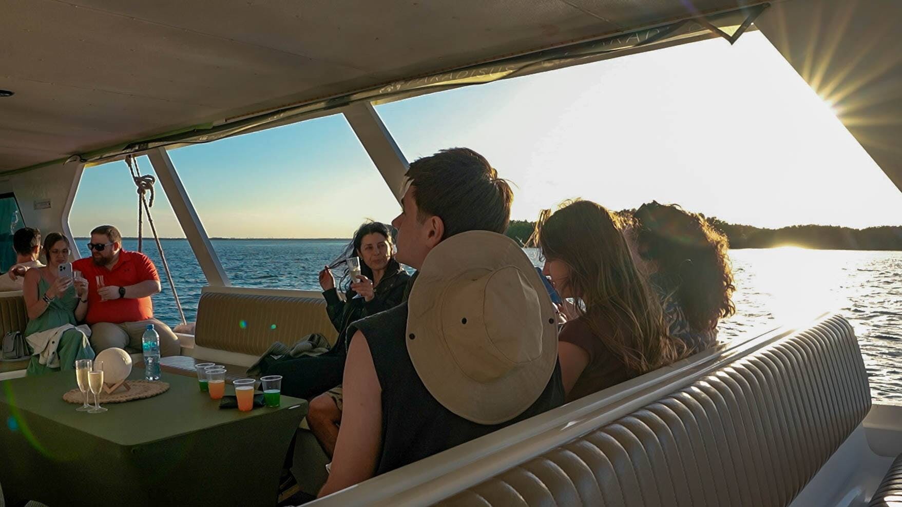 Sunset boat trip on Nichupté Lagoon with live saxophone music