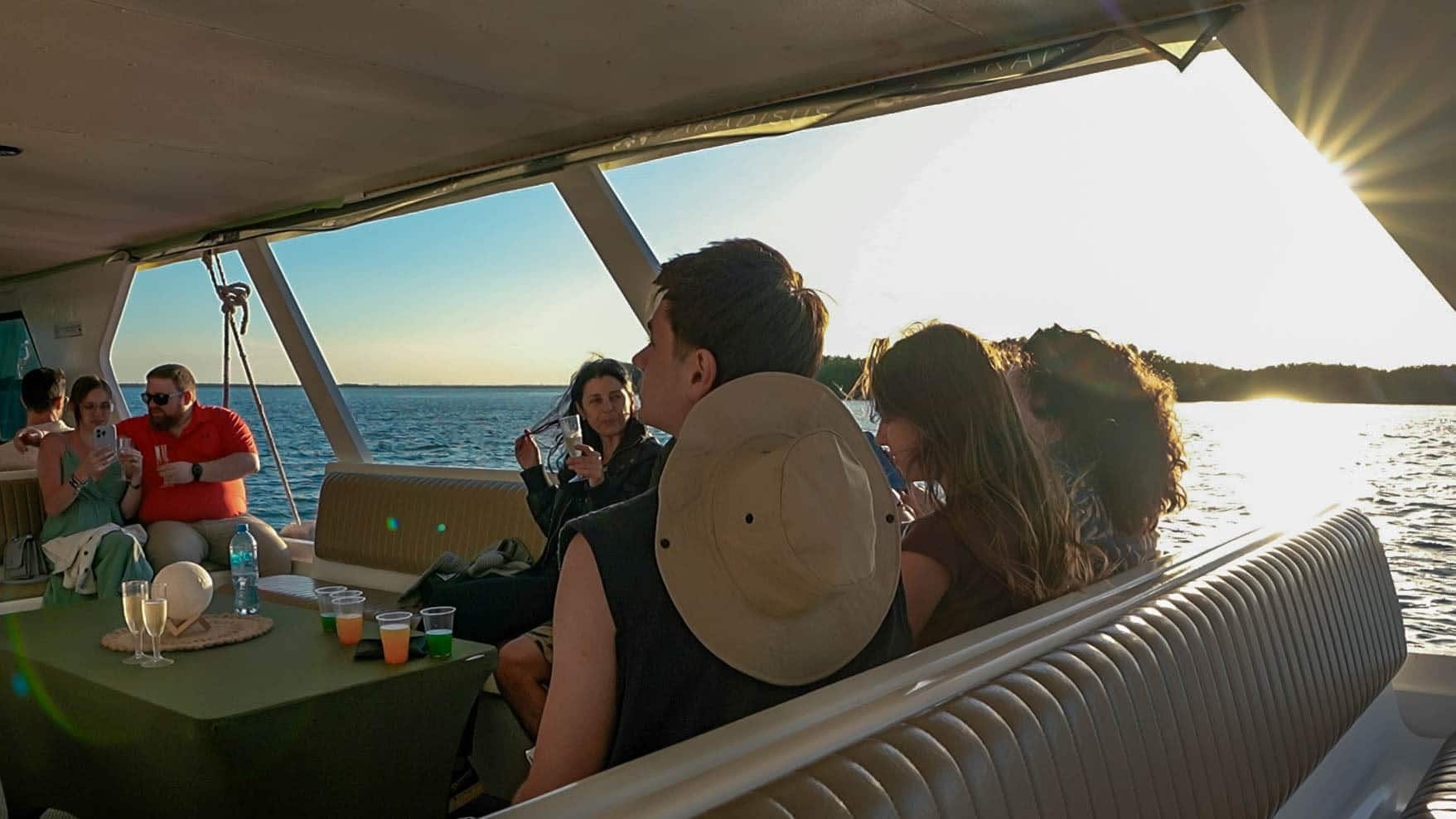 Sunset boat trip on Nichupté Lagoon with live saxophone music