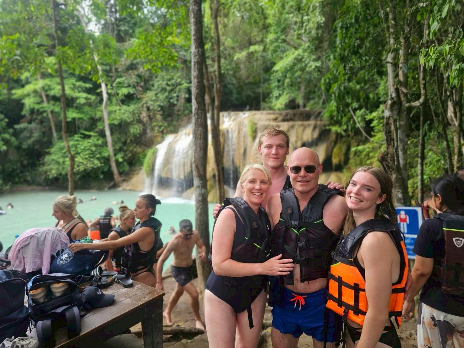 Erawan Waterfall, Floating and Railway Market private tour