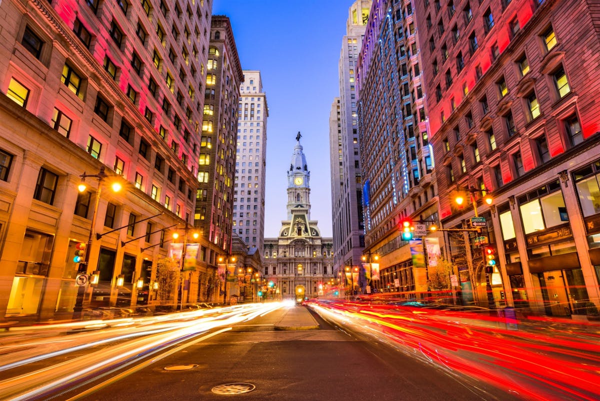 Panoramische nachtbus tour door Philadelphia