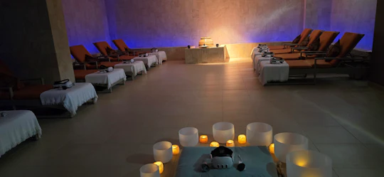 Wellness, relaxation and mindfulness experience with singing bowls