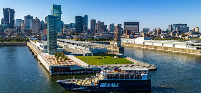 Montreal evening cruise on the St. Lawrence River with city lights and river views