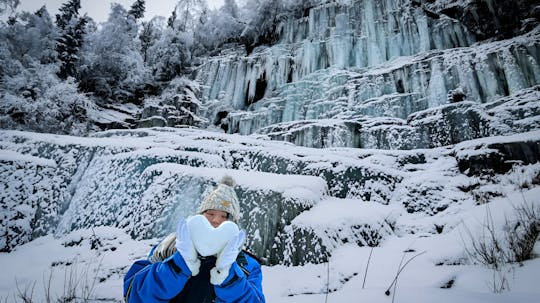 Korouoma frozen waterfalls small-group hiking experience and BBQ