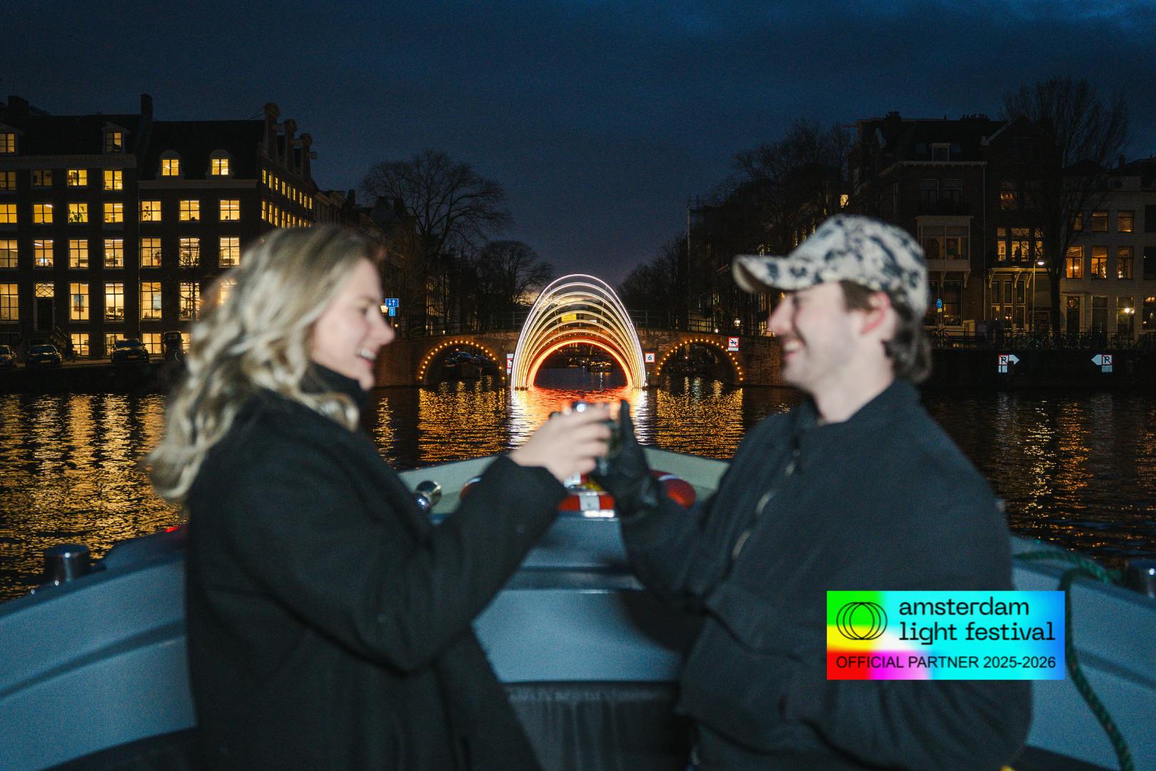 Amsterdam light festival open boat cruise with drinks