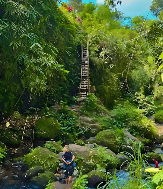 Full-day tour of rice fields, waterfalls and monkeys in Tetebatu